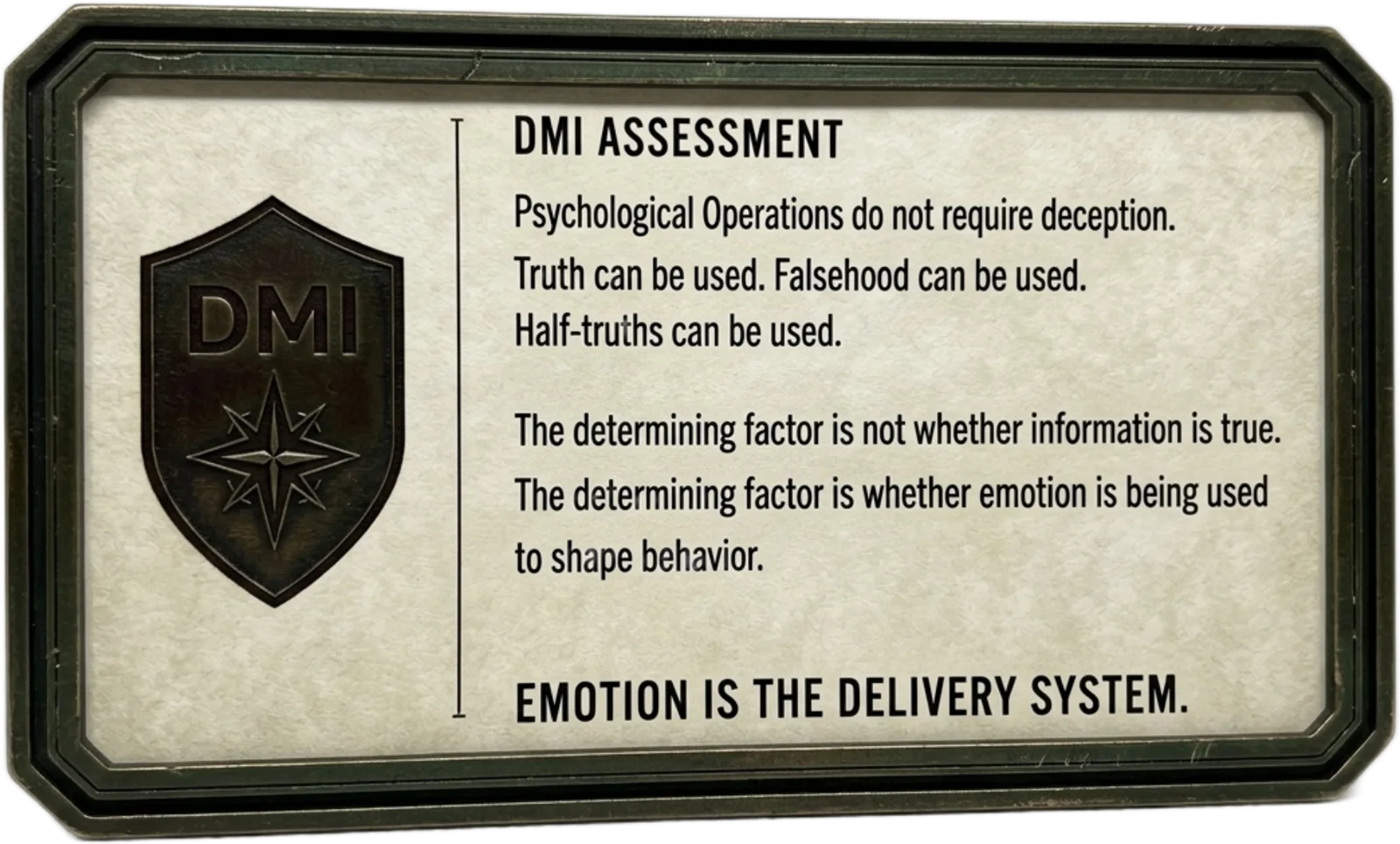 DMI Assessment: emotion is the delivery system