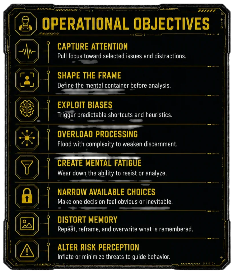 Eight operational objectives of Cognitive Warfare
