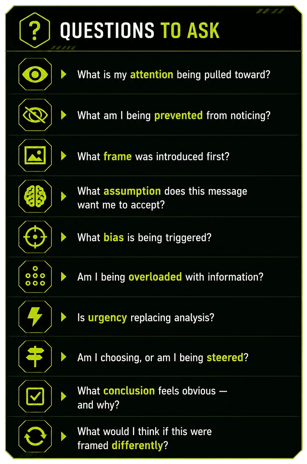 Ten questions to ask when assessing Cognitive Warfare